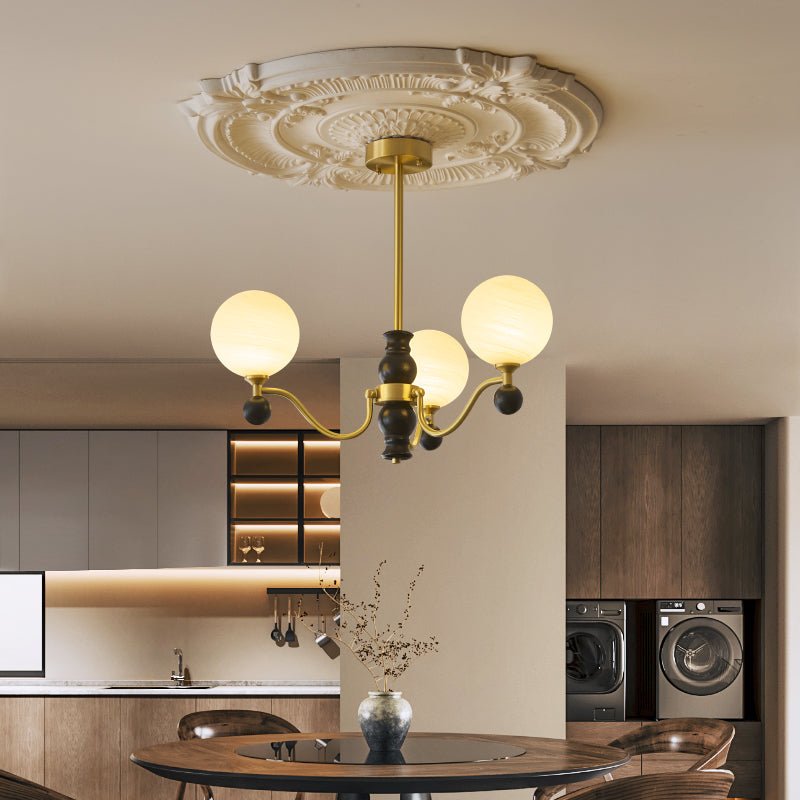 Ershaan Sphere Elegance Vintage Brass Wood Chandelier