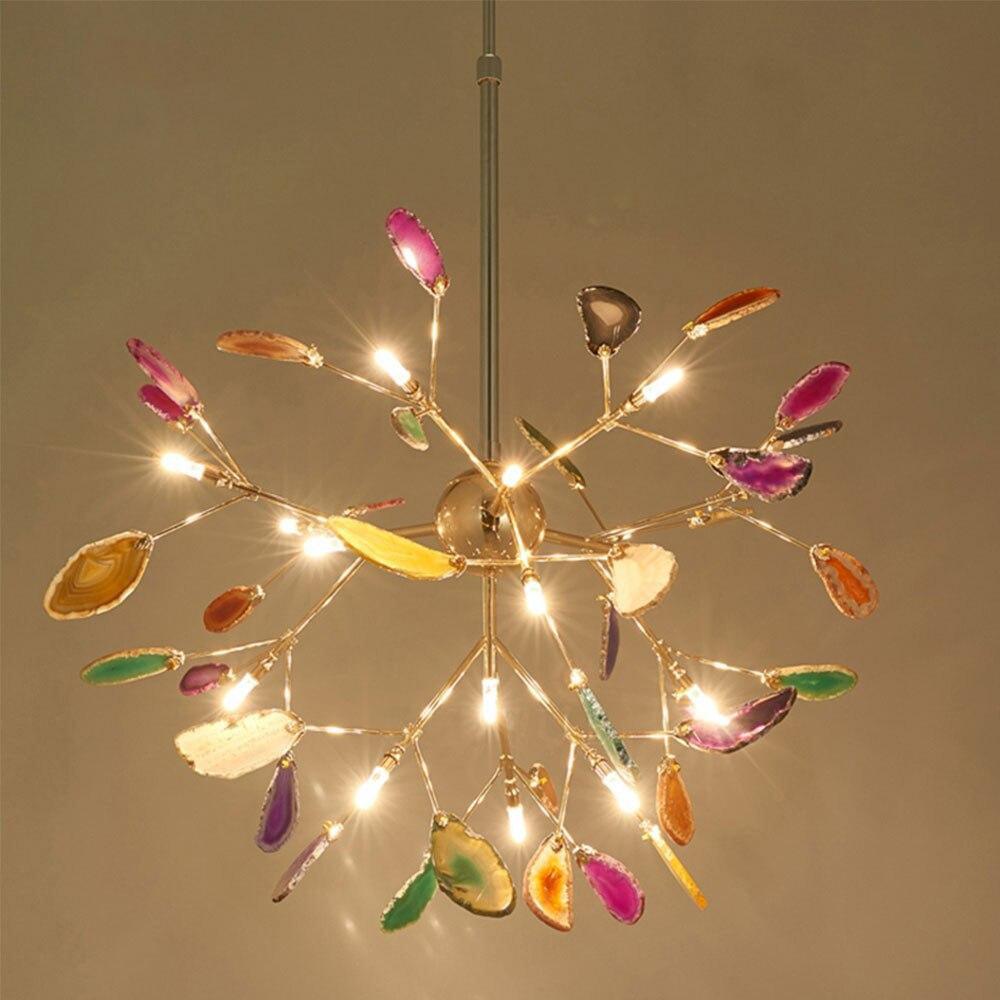 Ulenor Chandelier Colorful Leaf Gilded Arms