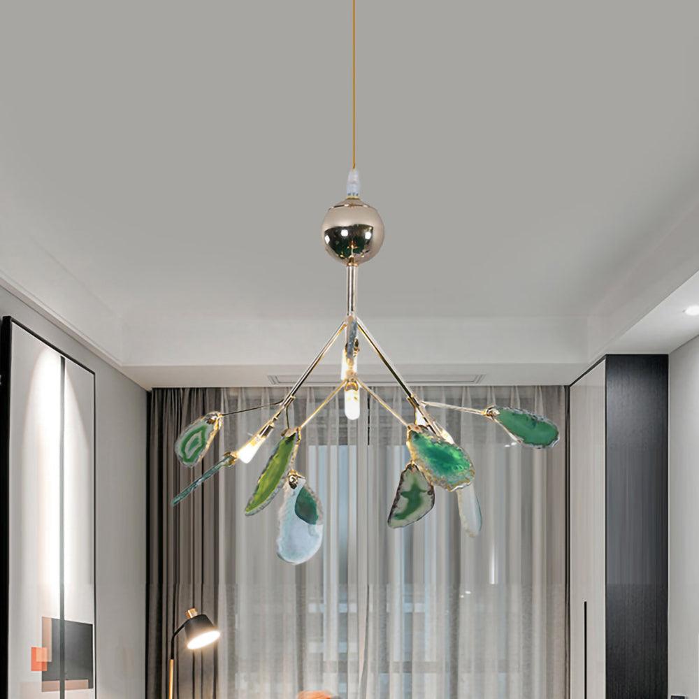 Ulenor Chandelier Colorful Leaf Gilded Arms