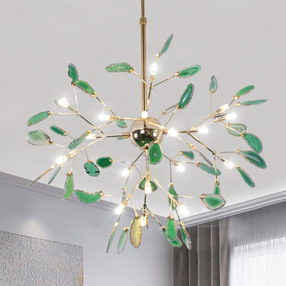 Ulenor Chandelier Colorful Leaf Gilded Arms