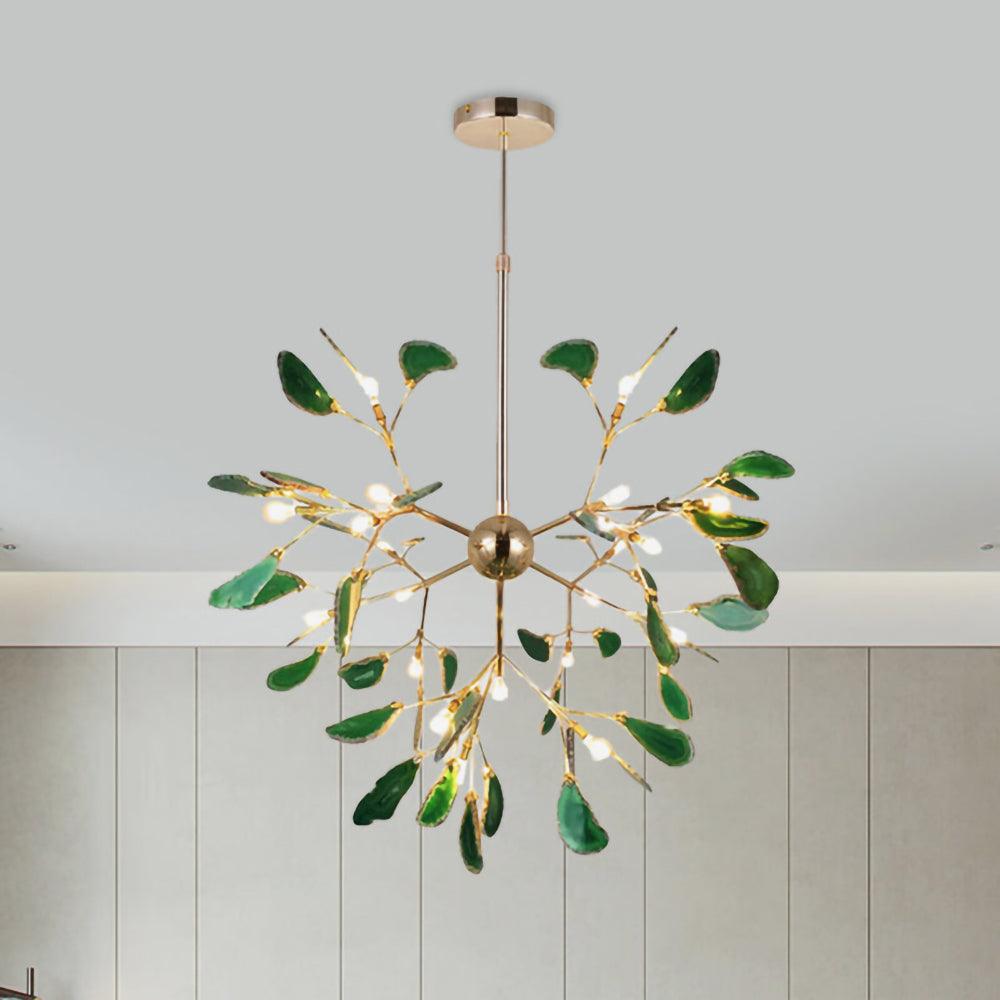 Ulenor Chandelier Colorful Leaf Gilded Arms
