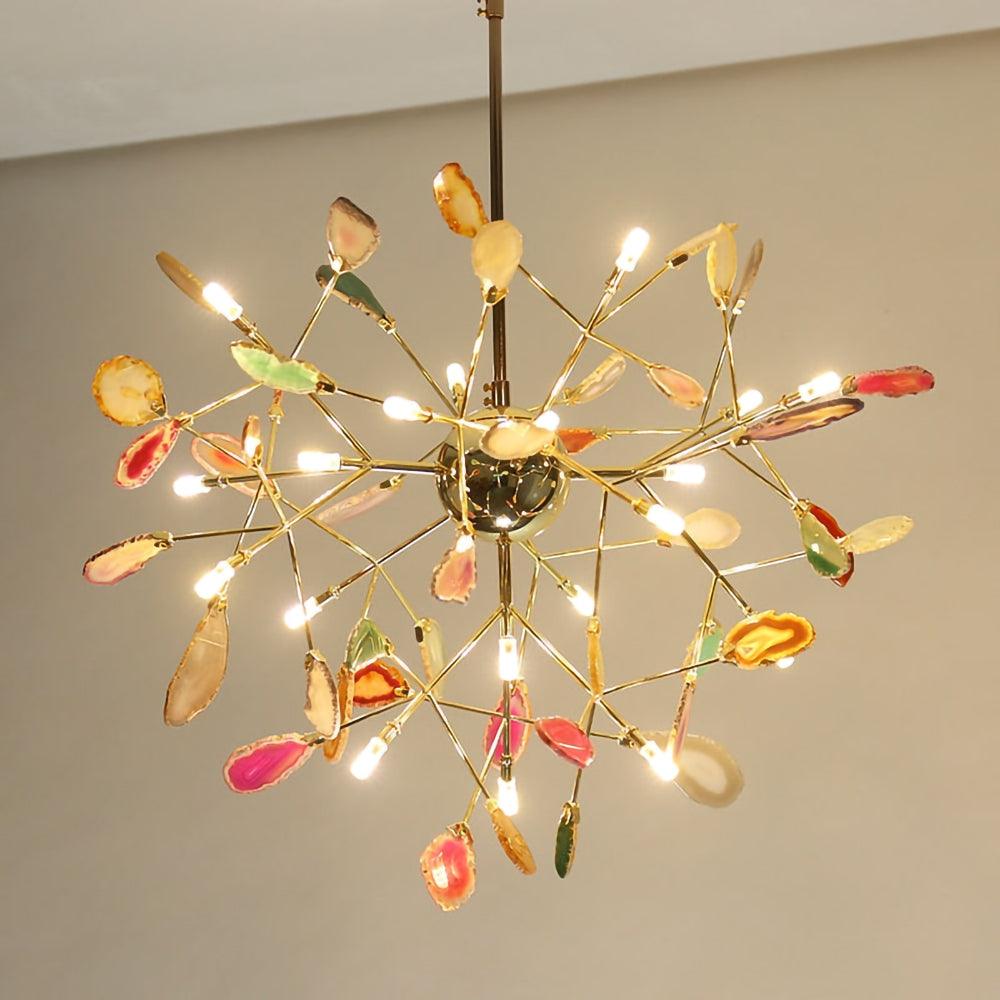 Ulenor Chandelier Colorful Leaf Gilded Arms