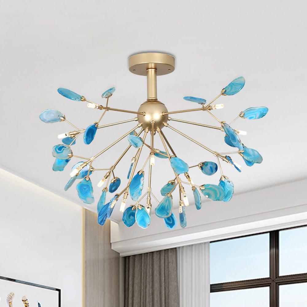 Ulenor Chandelier Colorful Leaf Gilded Arms