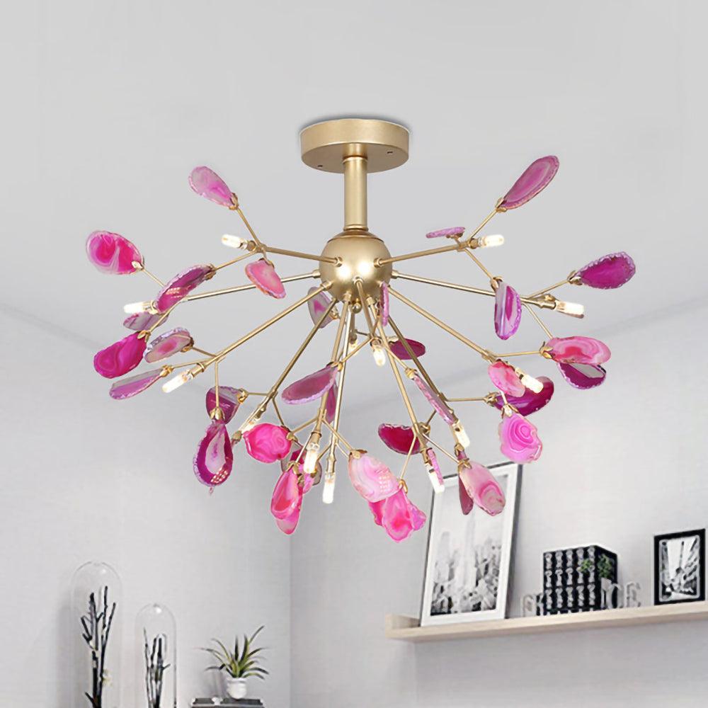 Ulenor Chandelier Colorful Leaf Gilded Arms