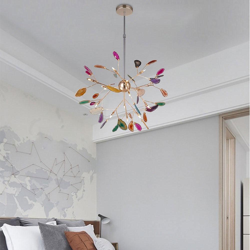 Ulenor Chandelier Colorful Leaf Gilded Arms