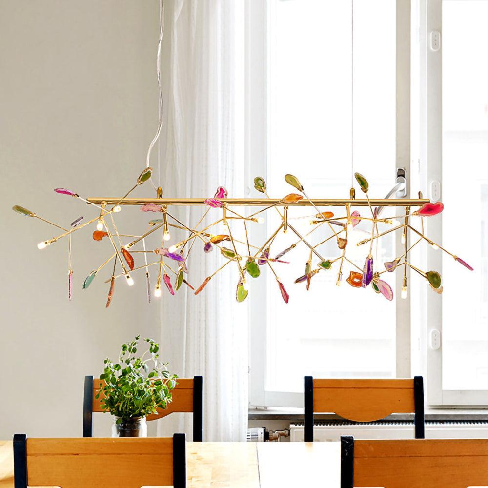 Ulenor Chandelier Colorful Leaf Gilded Arms