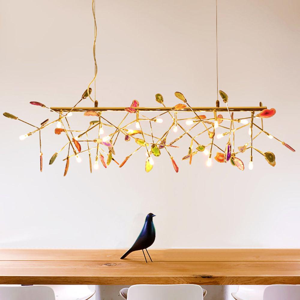 Ulenor Chandelier Colorful Leaf Gilded Arms
