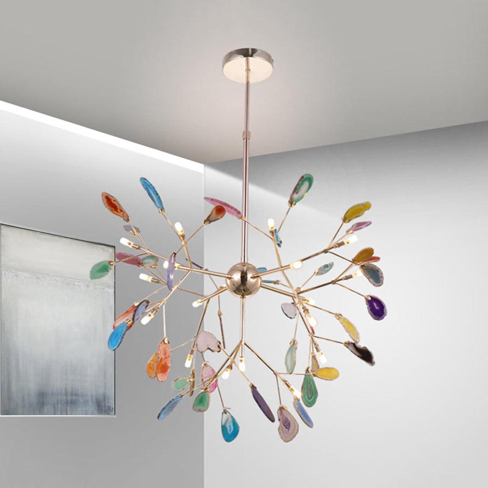 Ulenor Chandelier Colorful Leaf Gilded Arms