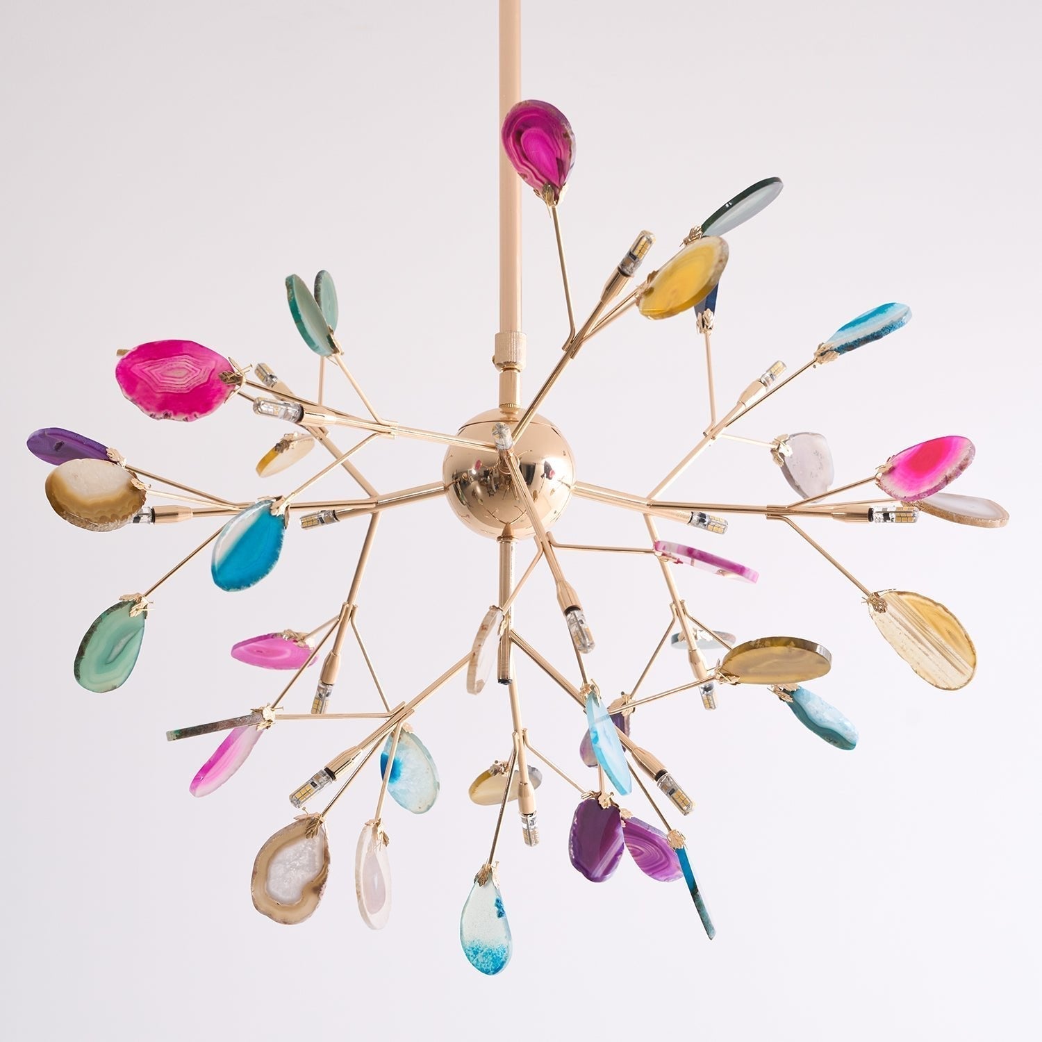 Ulenor Chandelier Colorful Leaf Gilded Arms