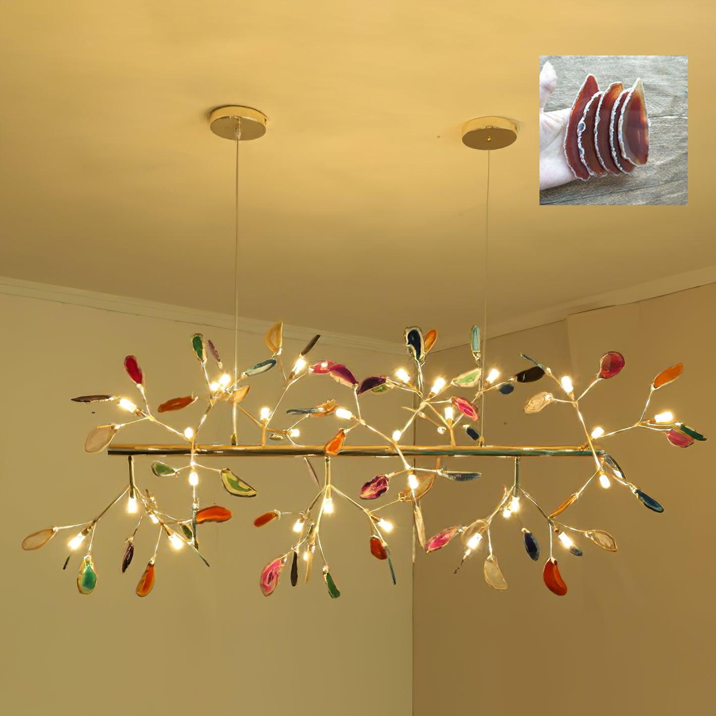 Ulenor Chandelier Colorful Leaf Gilded Arms