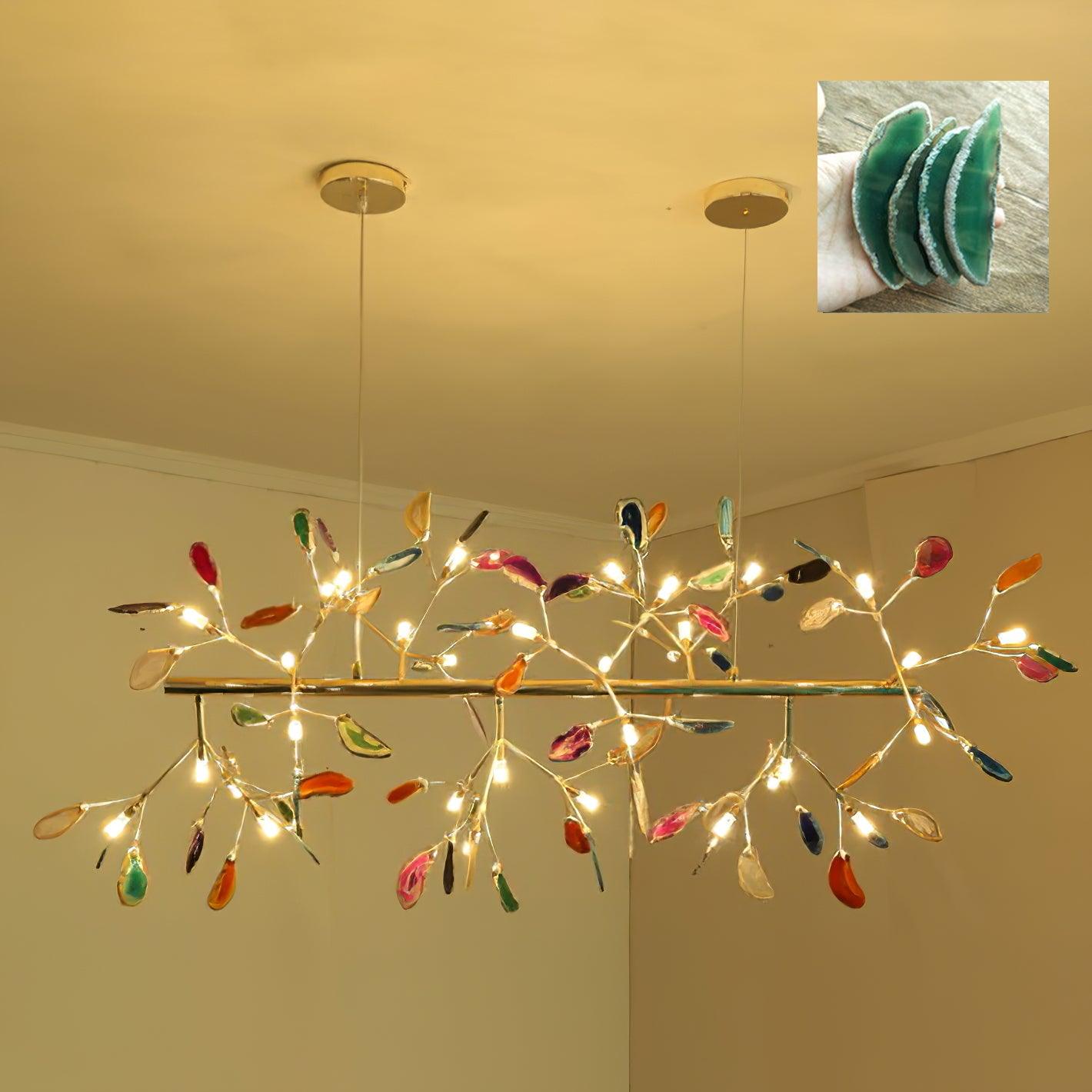 Ulenor Chandelier Colorful Leaf Gilded Arms
