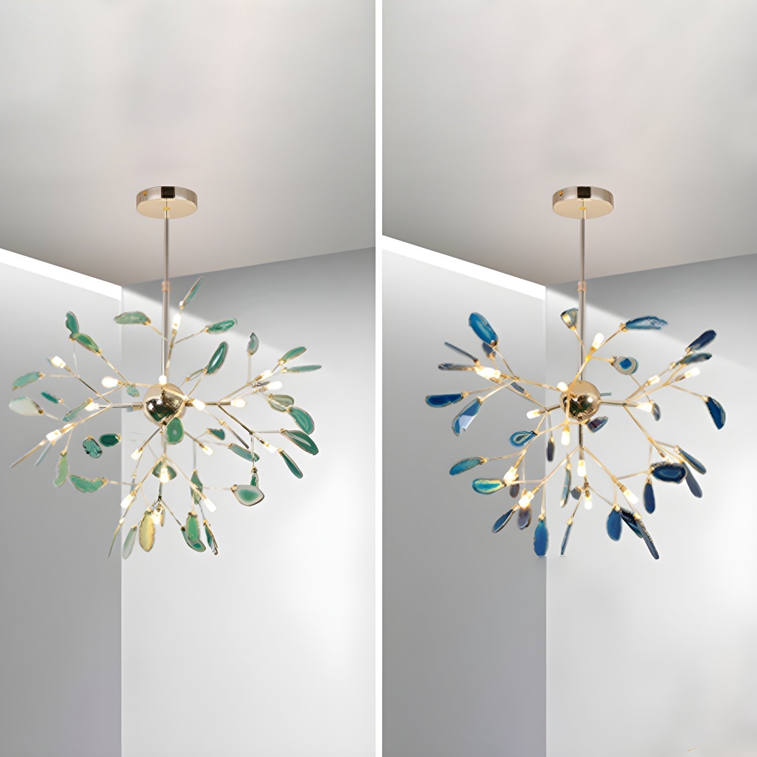 Ulenor Chandelier Colorful Leaf Gilded Arms