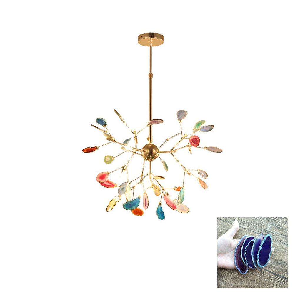 Ulenor Chandelier Colorful Leaf Gilded Arms