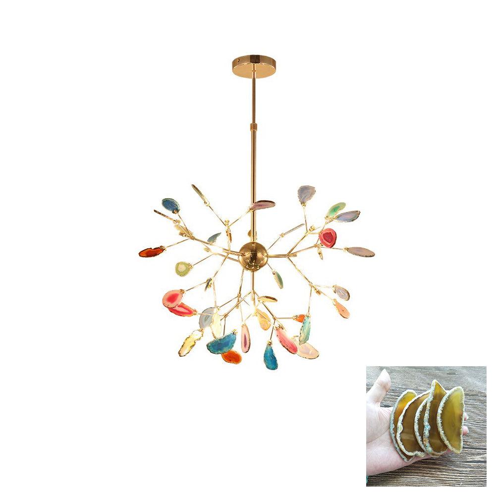 Ulenor Chandelier Colorful Leaf Gilded Arms