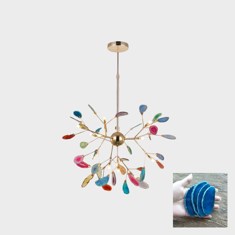 Ulenor Chandelier Colorful Leaf Gilded Arms