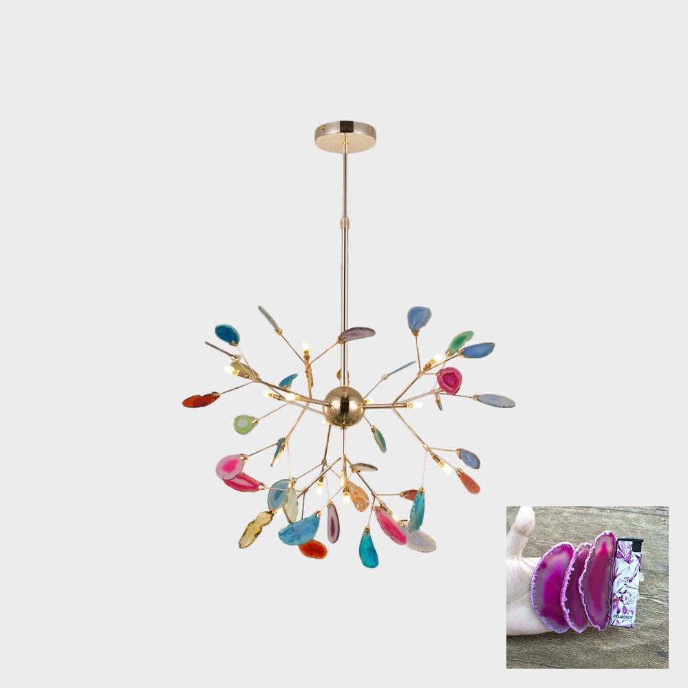 Ulenor Chandelier Colorful Leaf Gilded Arms