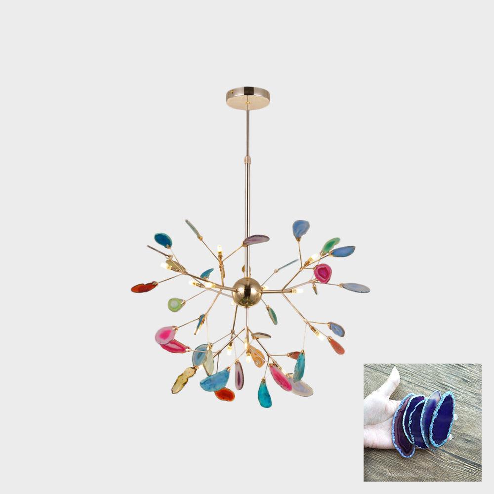 Ulenor Chandelier Colorful Leaf Gilded Arms