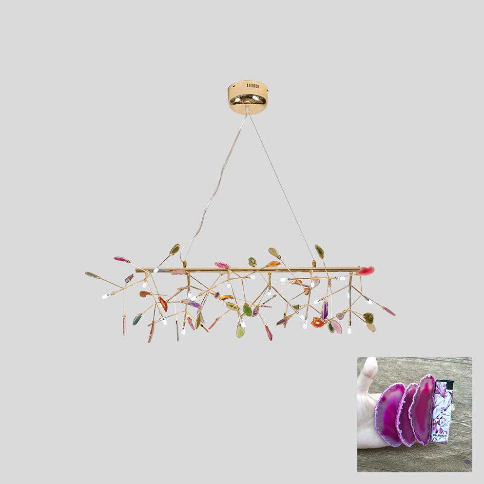 Ulenor Chandelier Colorful Leaf Gilded Arms