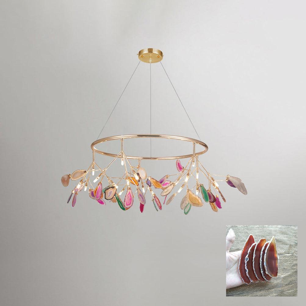 Ulenor Chandelier Colorful Leaf Gilded Arms