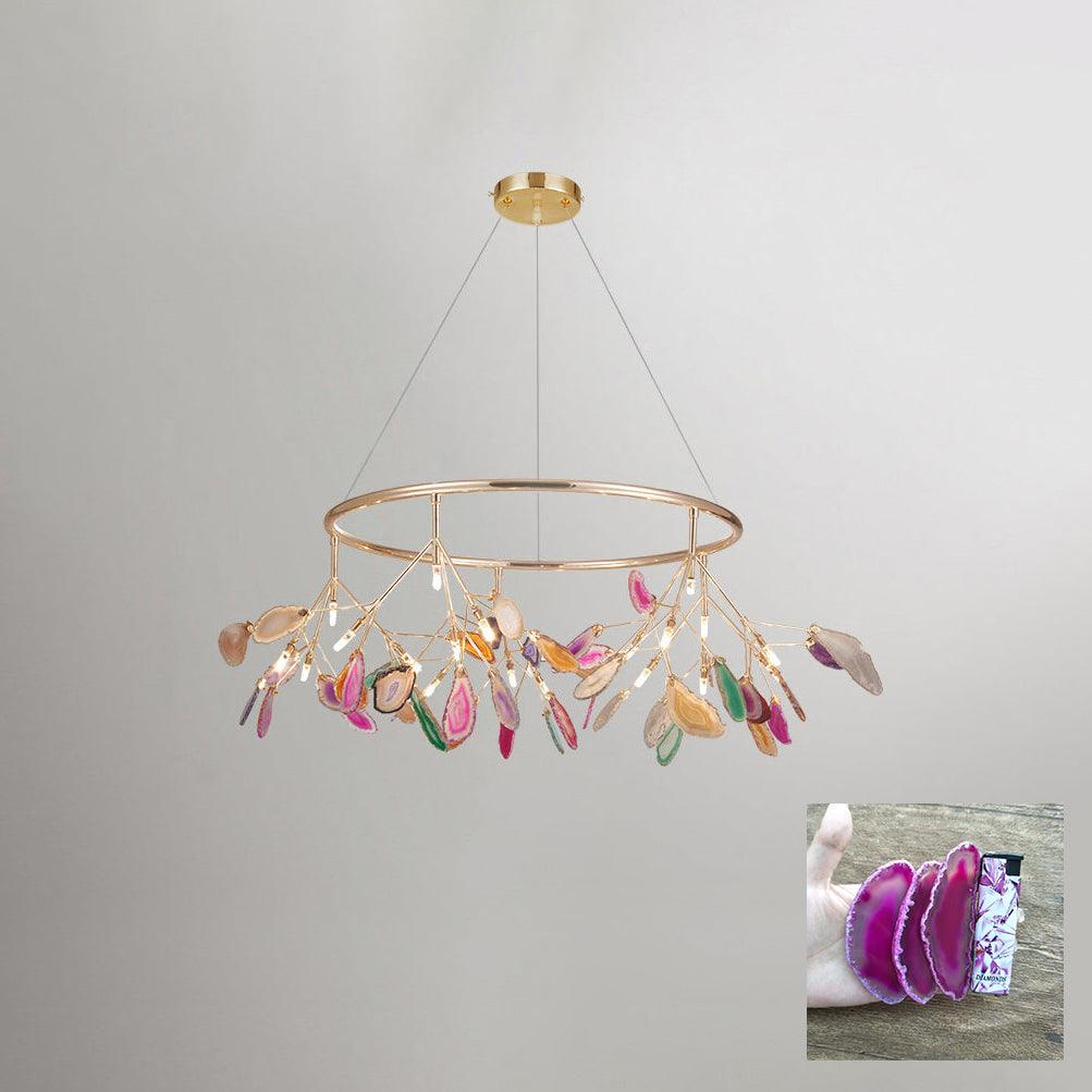 Ulenor Chandelier Colorful Leaf Gilded Arms