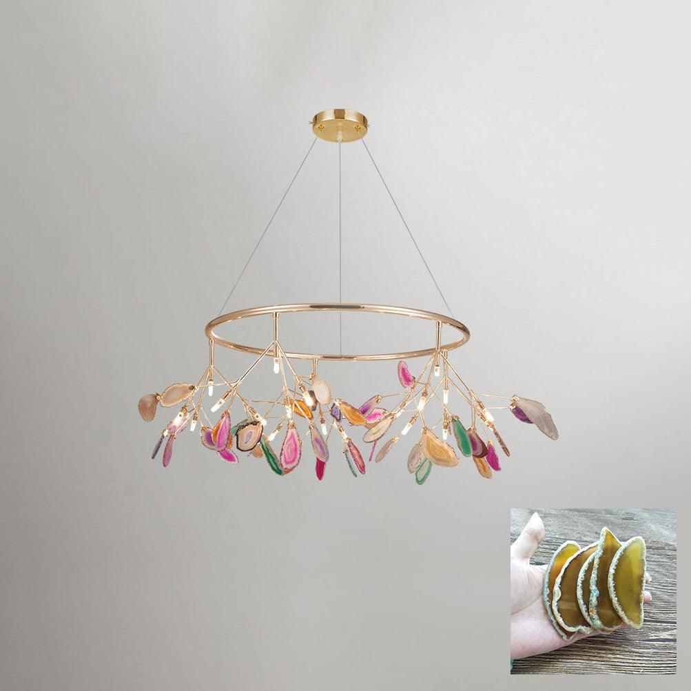 Ulenor Chandelier Colorful Leaf Gilded Arms