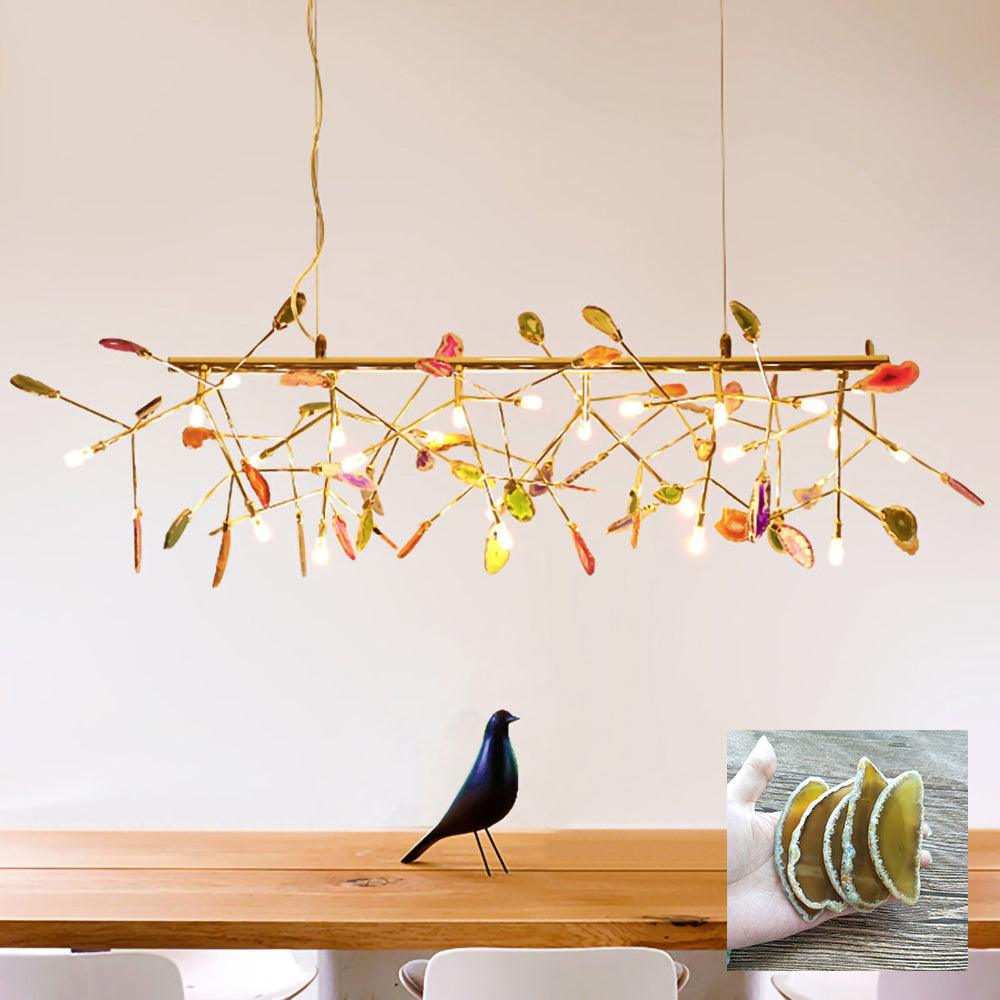 Ulenor Chandelier Colorful Leaf Gilded Arms