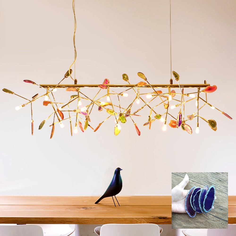Ulenor Chandelier Colorful Leaf Gilded Arms