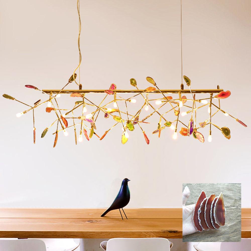 Ulenor Chandelier Colorful Leaf Gilded Arms
