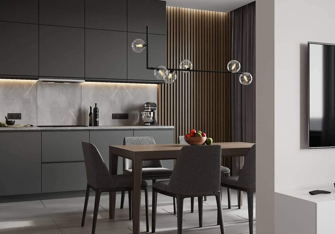 Moss Chandelier Glass with Black Steel Linear