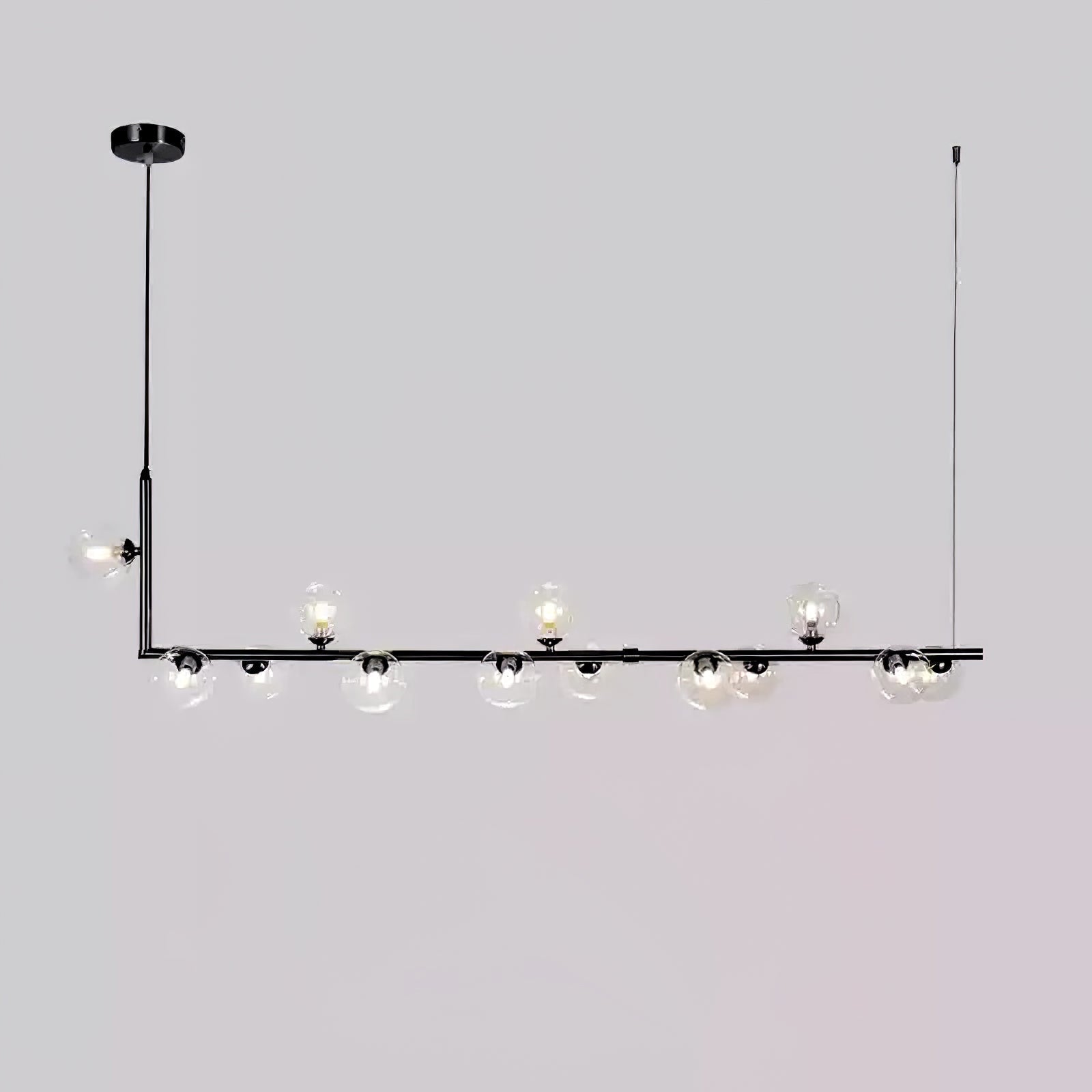 Moss Chandelier Glass with Black Steel Linear