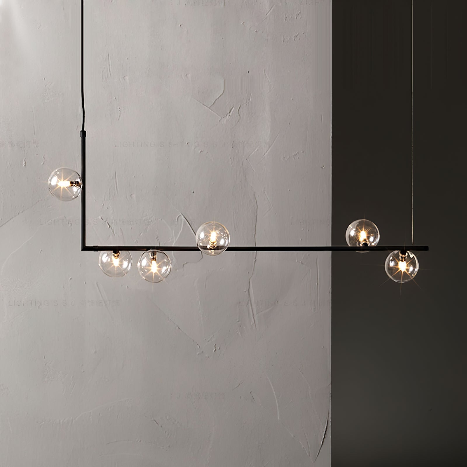 Moss Chandelier Glass with Black Steel Linear