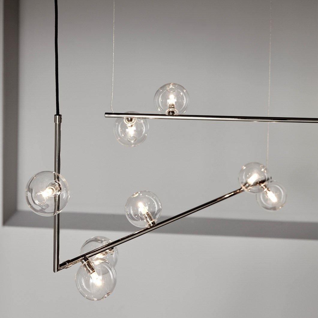 Moss Chandelier Glass with Black Steel Linear
