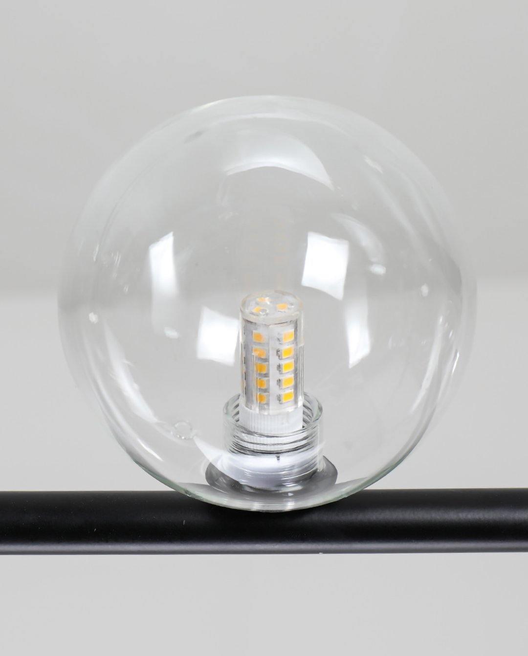 Moss Chandelier Glass with Black Steel Linear