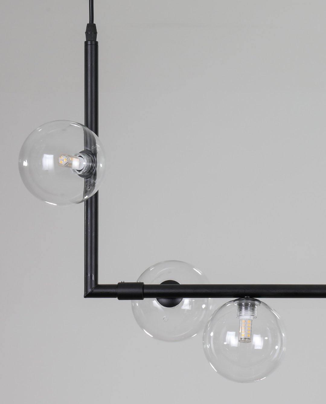 Moss Chandelier Glass with Black Steel Linear