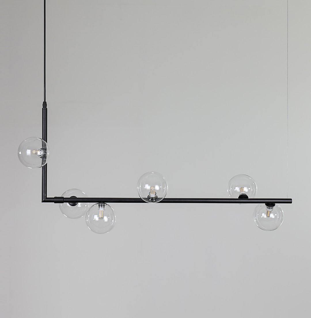 Moss Chandelier Glass with Black Steel Linear