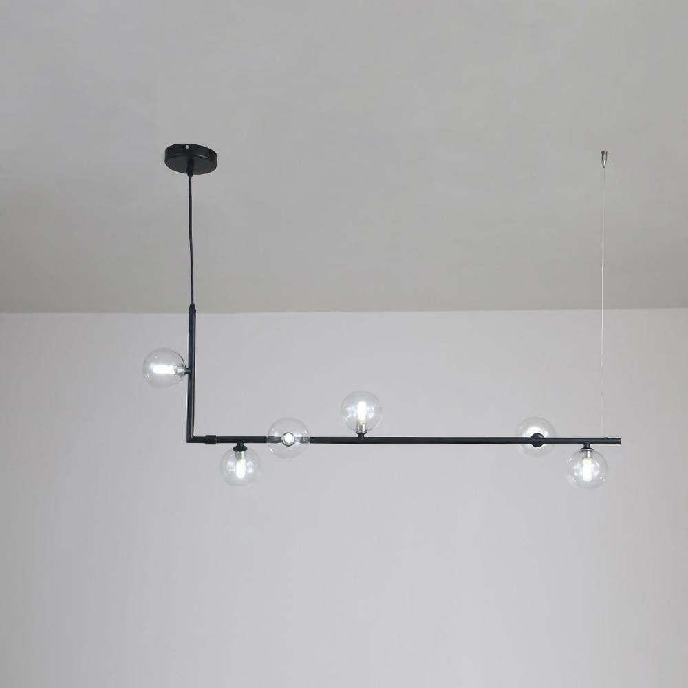 Moss Chandelier Glass with Black Steel Linear