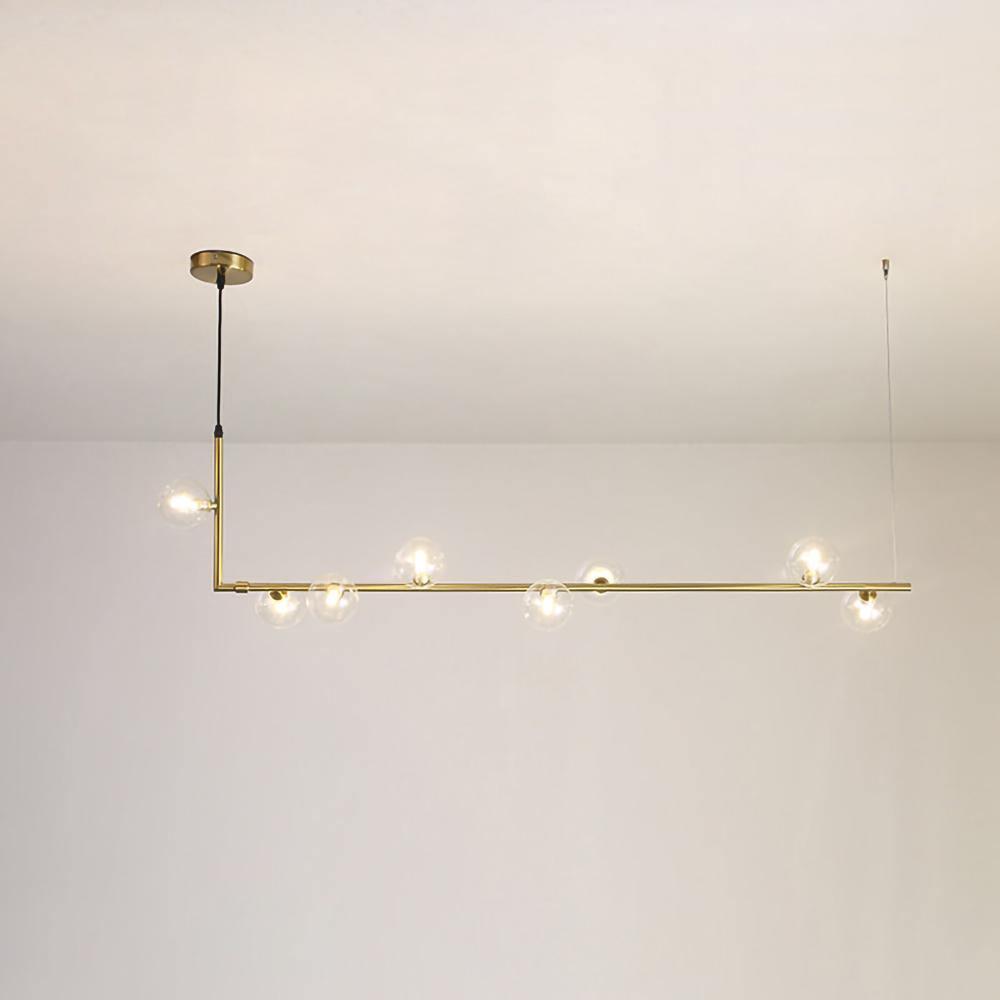 Moss Chandelier Glass with Black Steel Linear