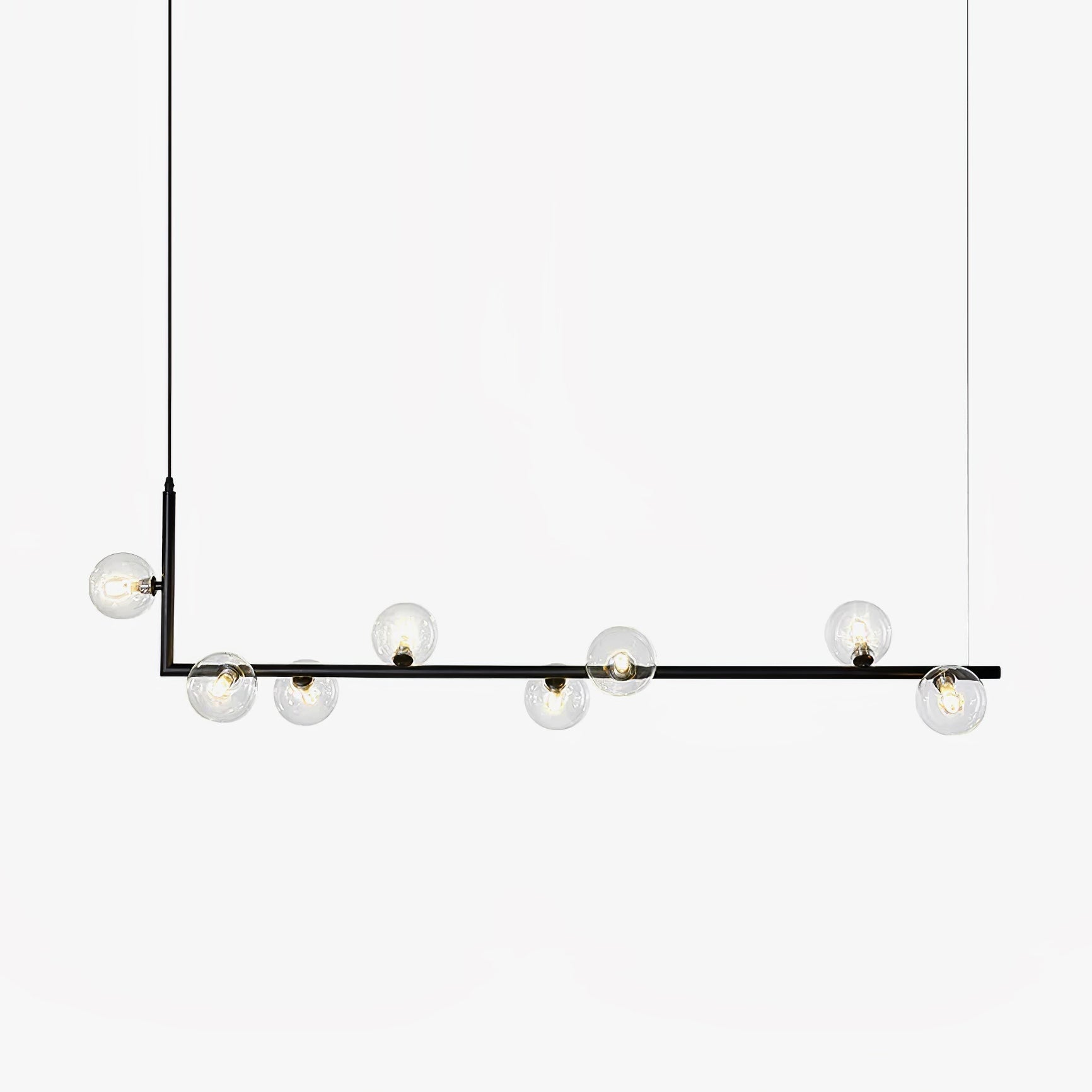 Moss Chandelier Glass with Black Steel Linear