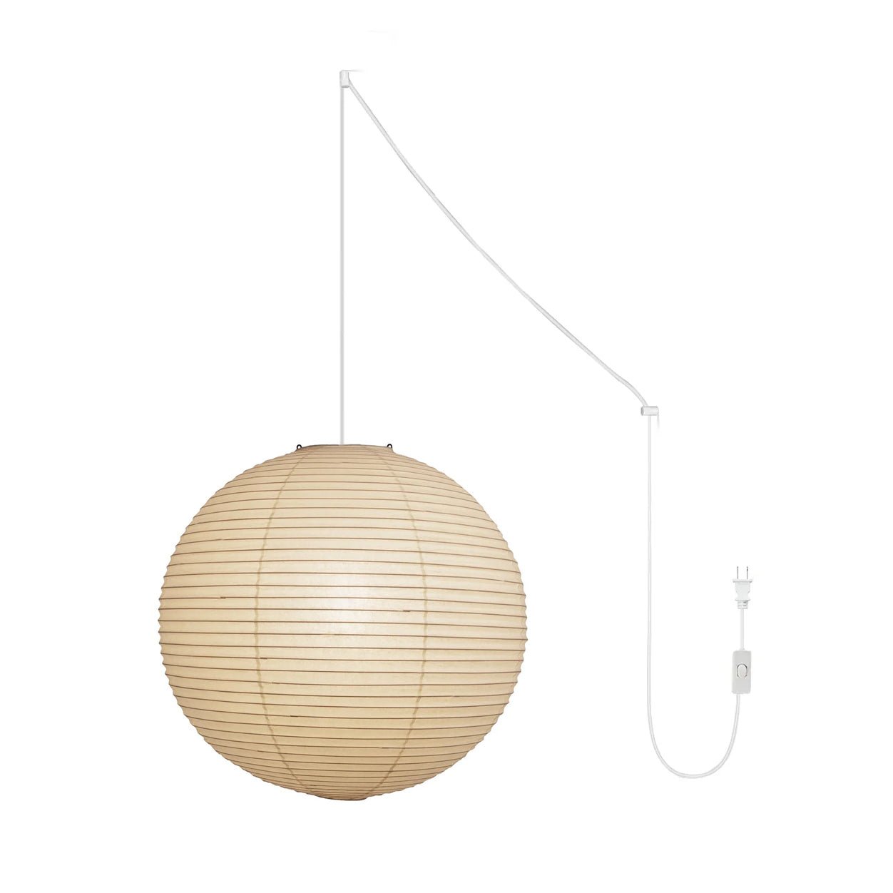 Beauwell Paper Globe White Plug Wire Pendant Light