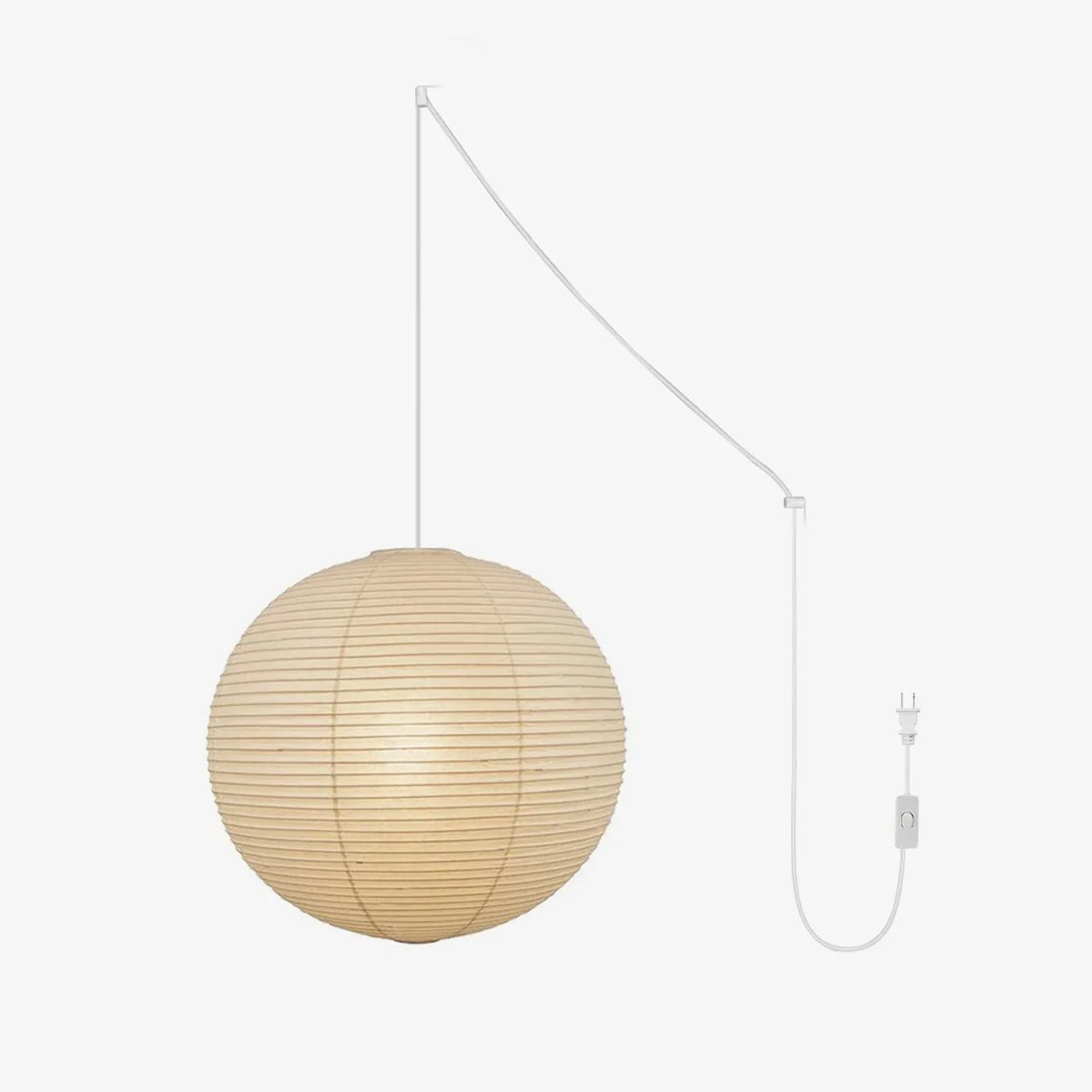 Beauwell Paper Globe White Plug Wire Pendant Light