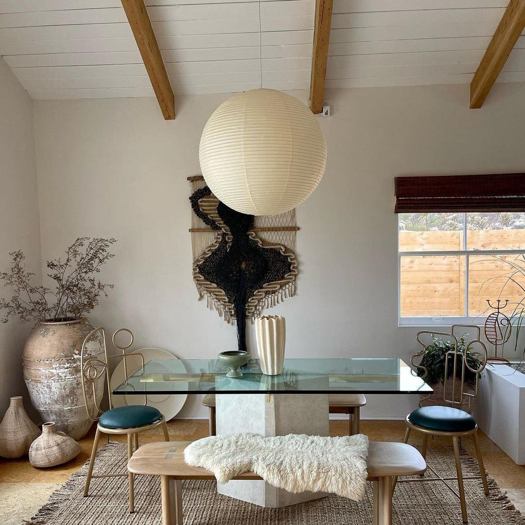 Noveno Pendant Lamp Bamboo Washi Paper Round