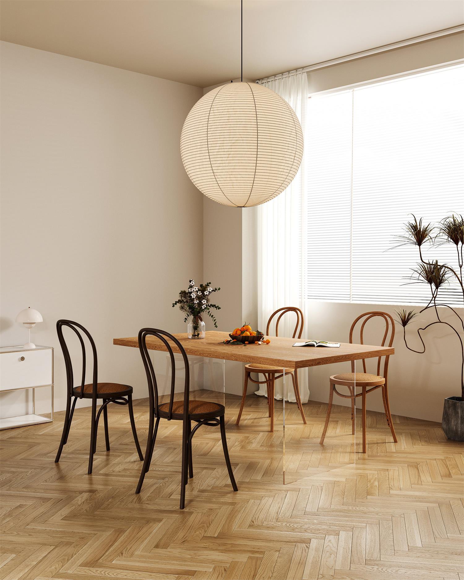 Noveno Pendant Lamp Bamboo Washi Paper Round