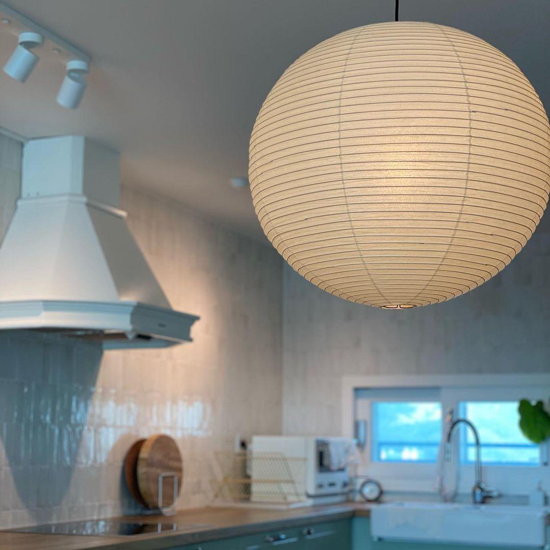 Noveno Pendant Lamp Bamboo Washi Paper Round