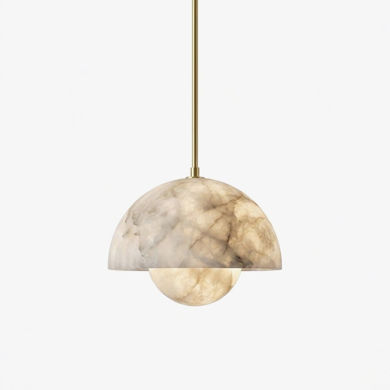 Alabaster Bud Dome Brass Pendant Light