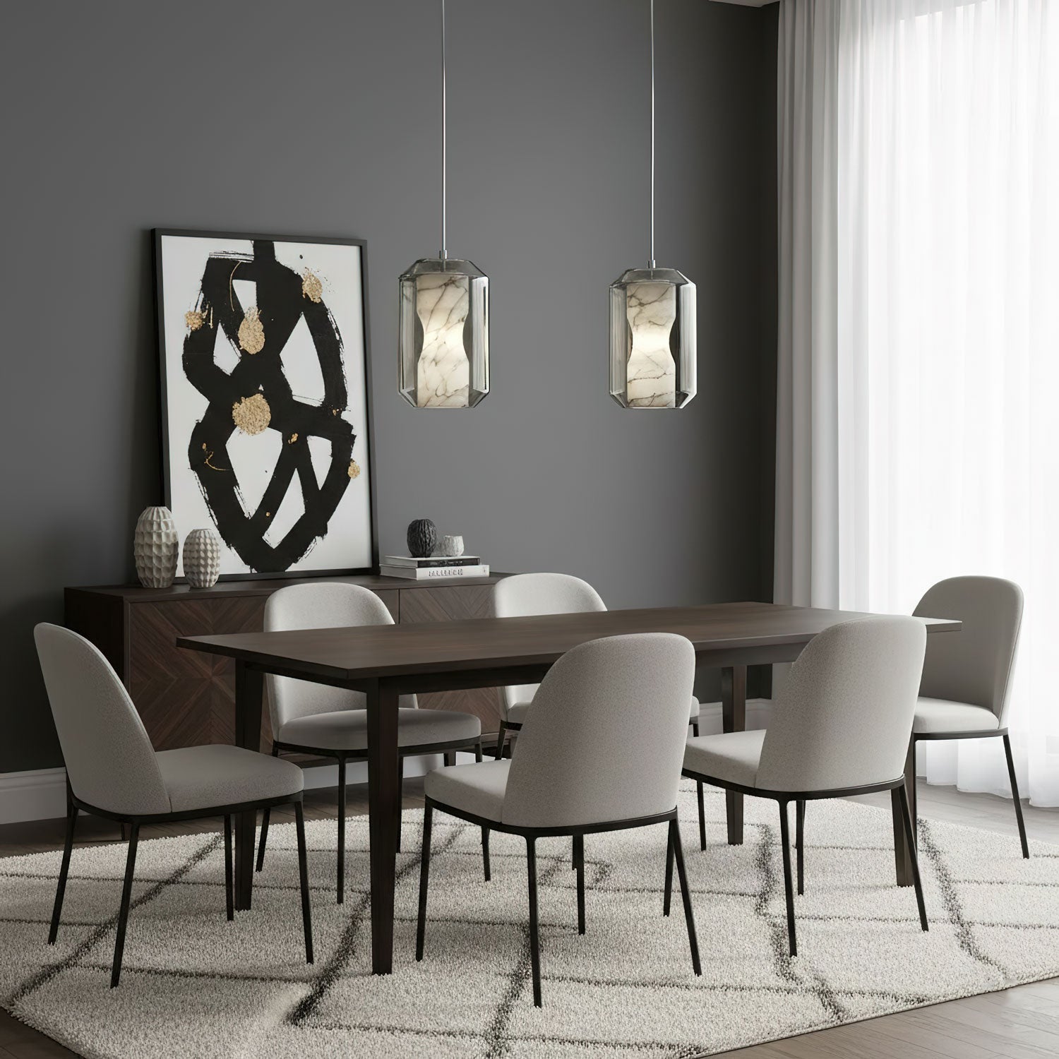 Edenborne Alabaster Glass Cylinder Pendant Light