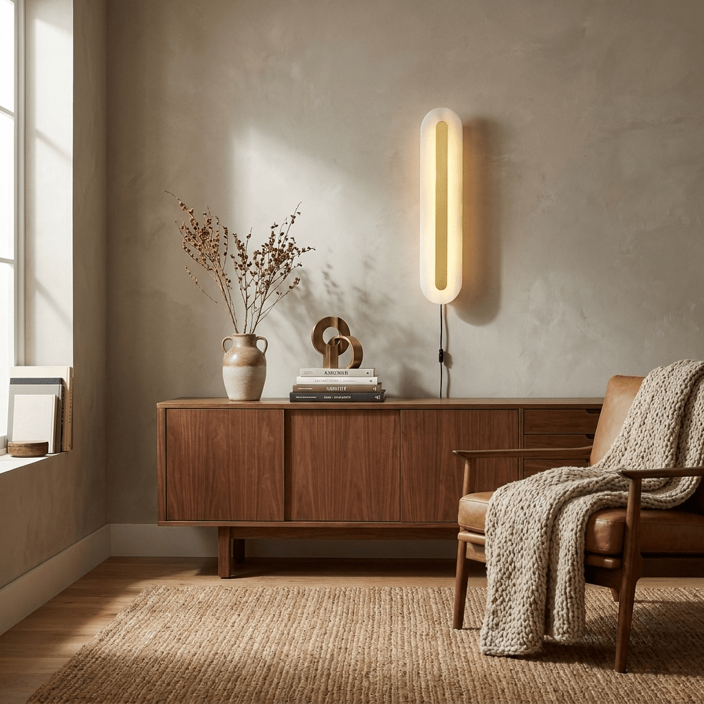 Alabaster Rounded Plug-in Wall Light