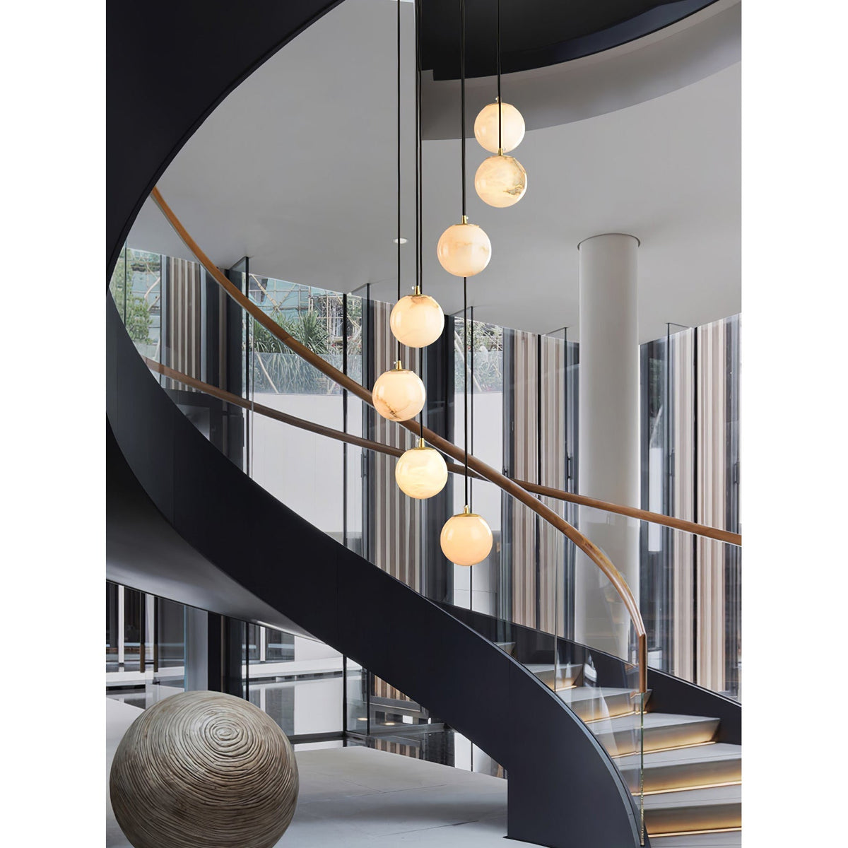 Belen Balls Modern Cluster Alabaster Chandelier