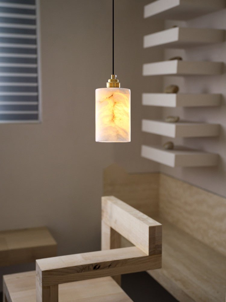 Nivanian Alabaster Cylinder Cluster Chandelier
