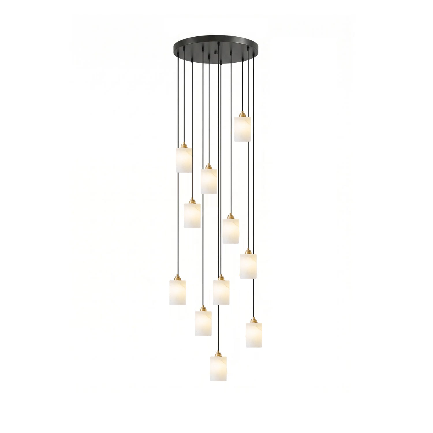Nivanian Alabaster Cylinder Cluster Chandelier