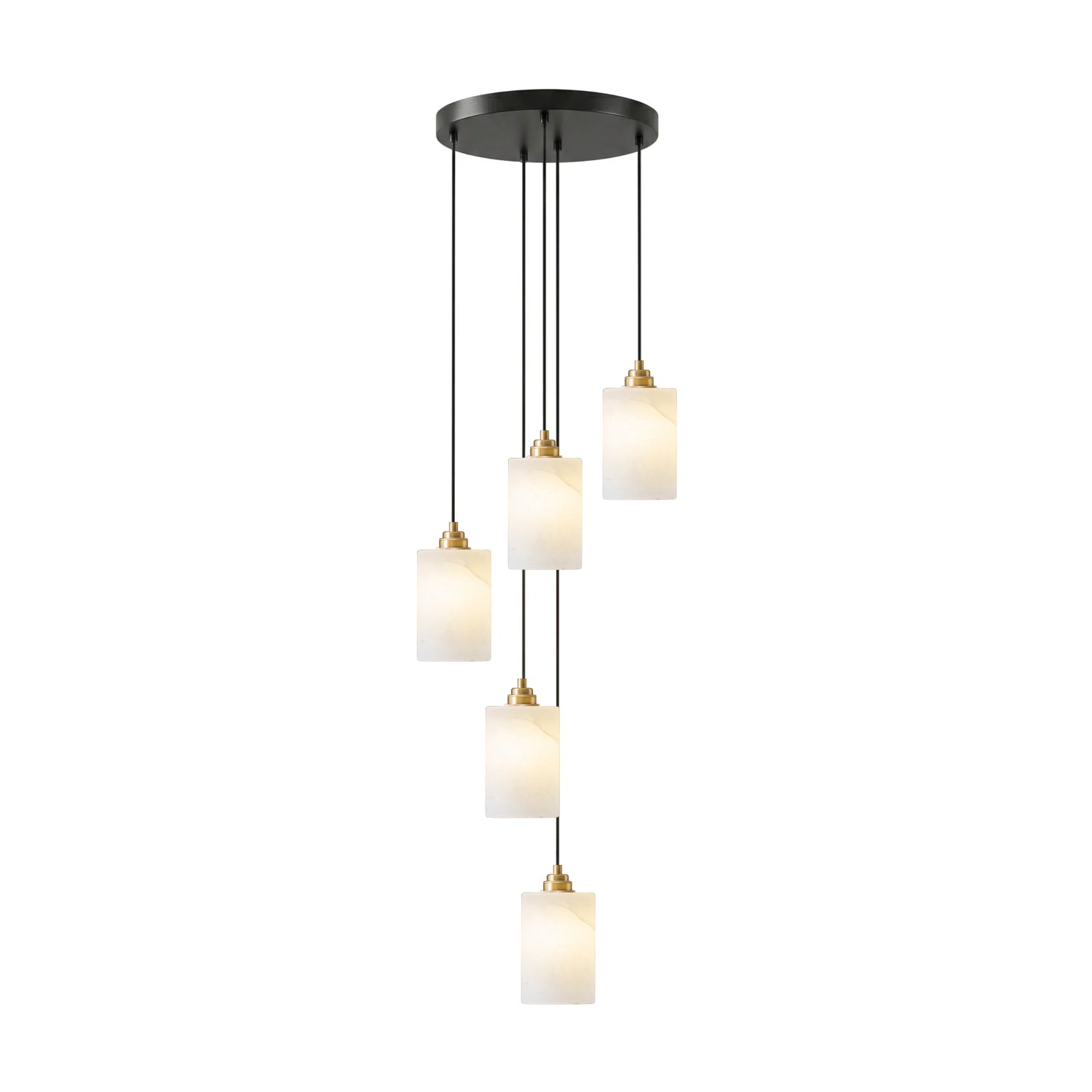 Nivanian Alabaster Cylinder Cluster Chandelier